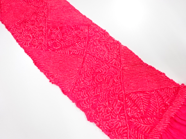 正絹　振袖用　絞り　帯揚げ